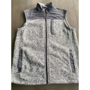 George Men’s Gray Heather Vest Full Zip Size M Multi Pocket 100% Polyester